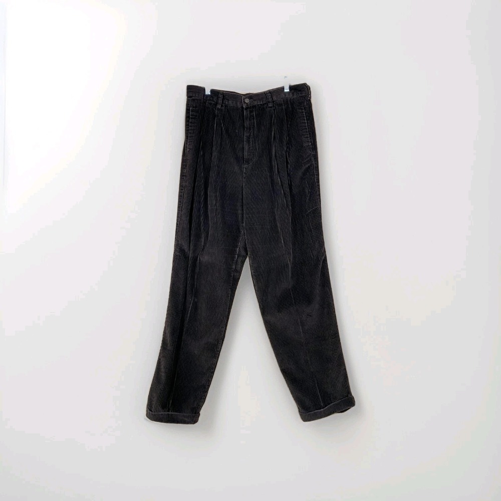 Eddie Bauer Pants Womens 18 Brown Corduroy Pleated Wide Wale Cuffed Fisherman